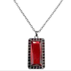 Necklace Earring Set Ruby Red Silver Paparazzi Bada Bling Bada Exclusive NEW